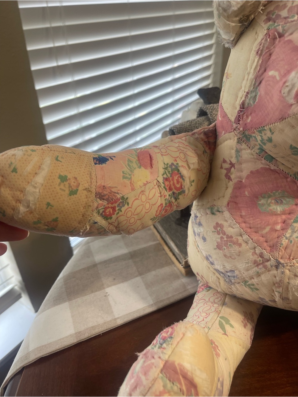 Vintage Handmade Quilt Patchwork Stuffed Bear large - Picture 6 of 8